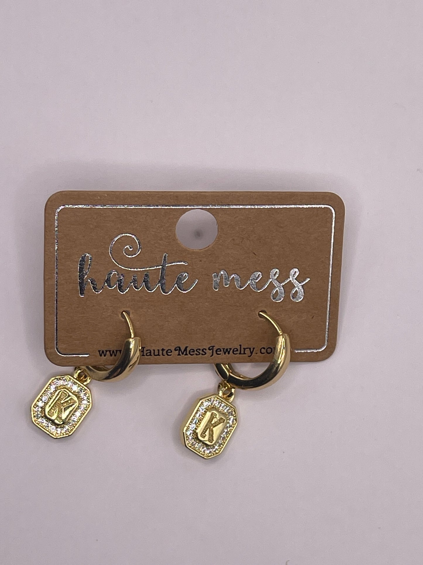 Gold Initial Pendant Earrings
