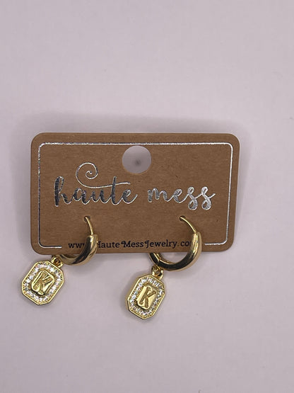 Gold Initial Pendant Earrings