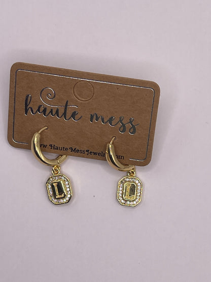 Gold Initial Pendant Earrings