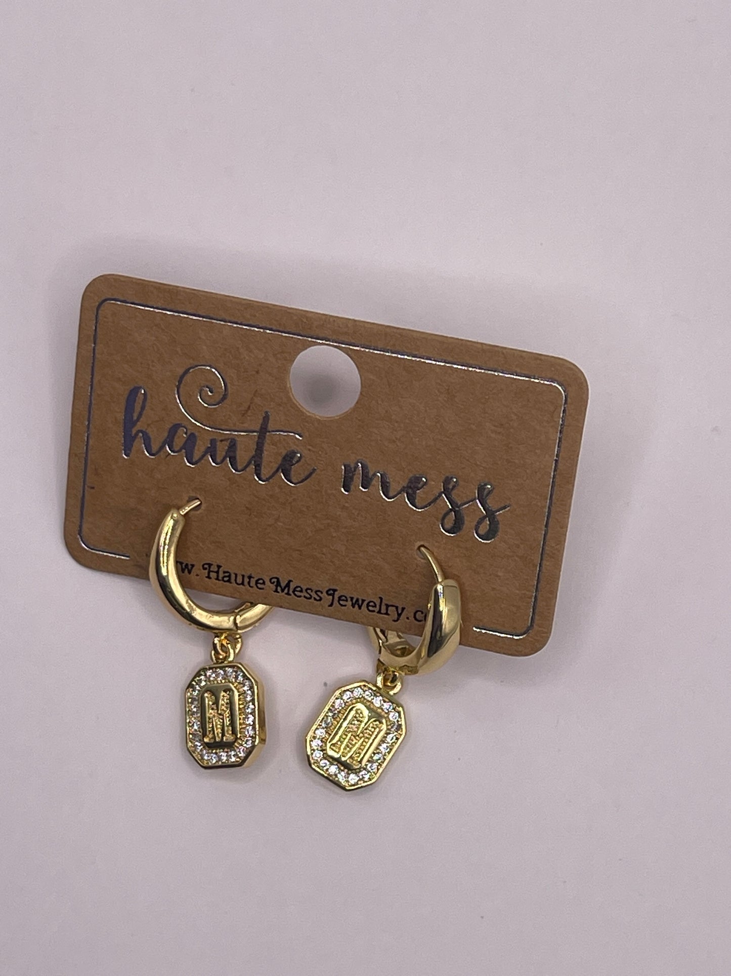 Gold Initial Pendant Earrings