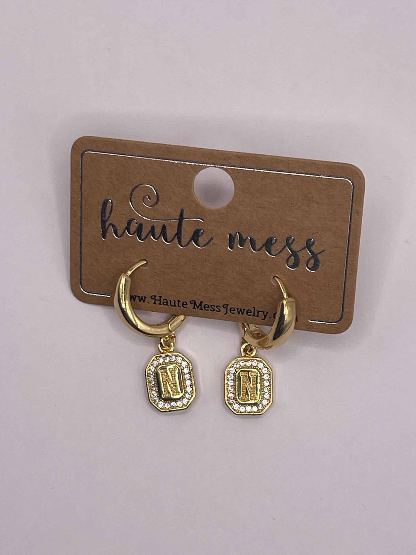 Gold Initial Pendant Earrings