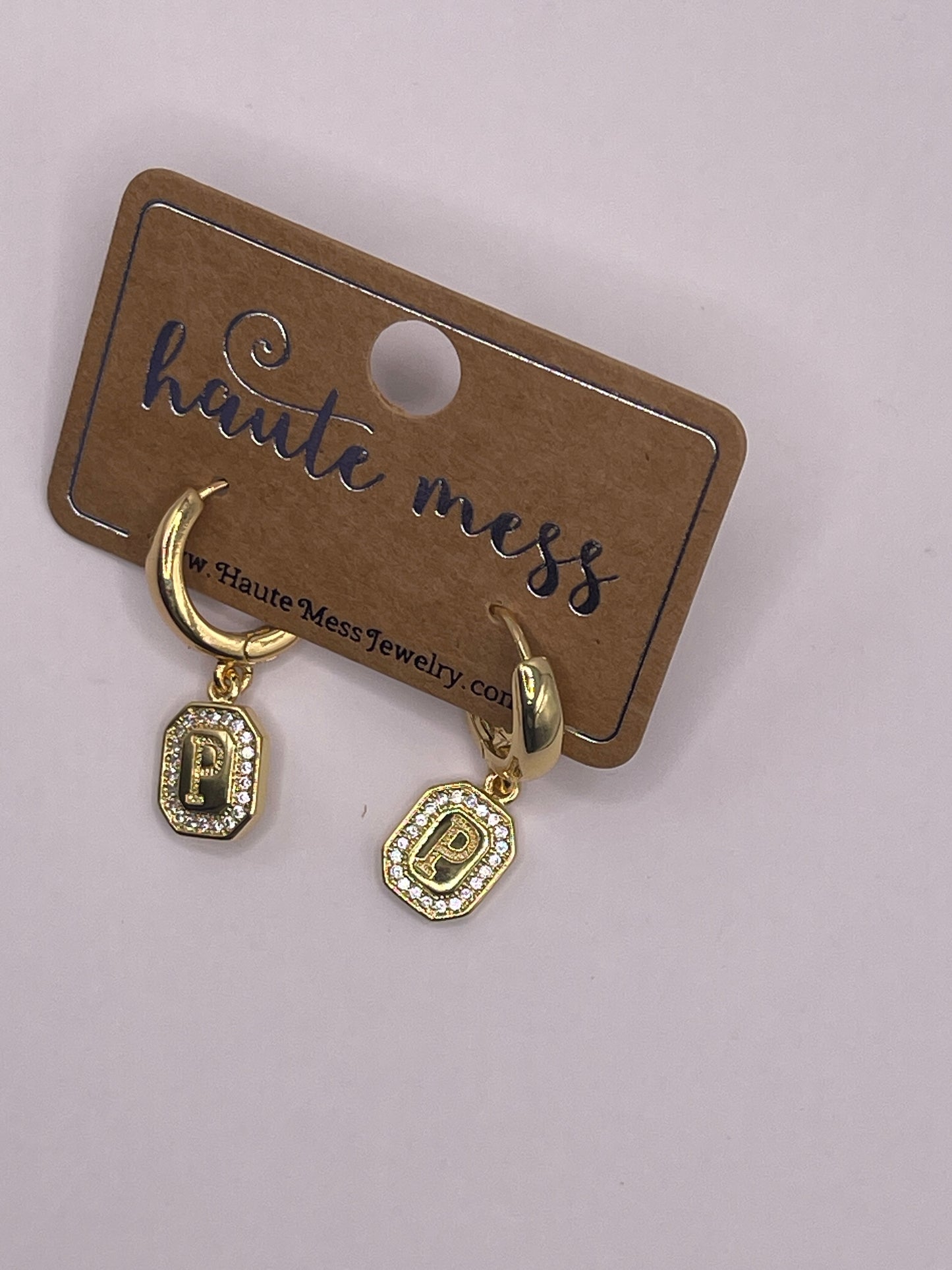 Gold Initial Pendant Earrings