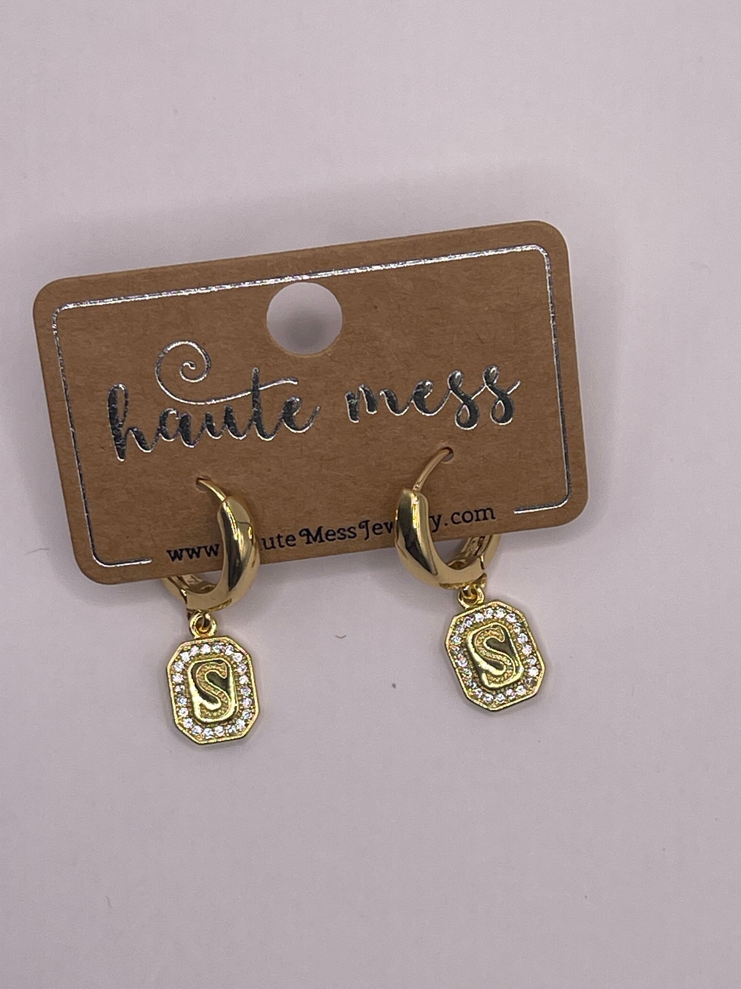 Gold Initial Pendant Earrings