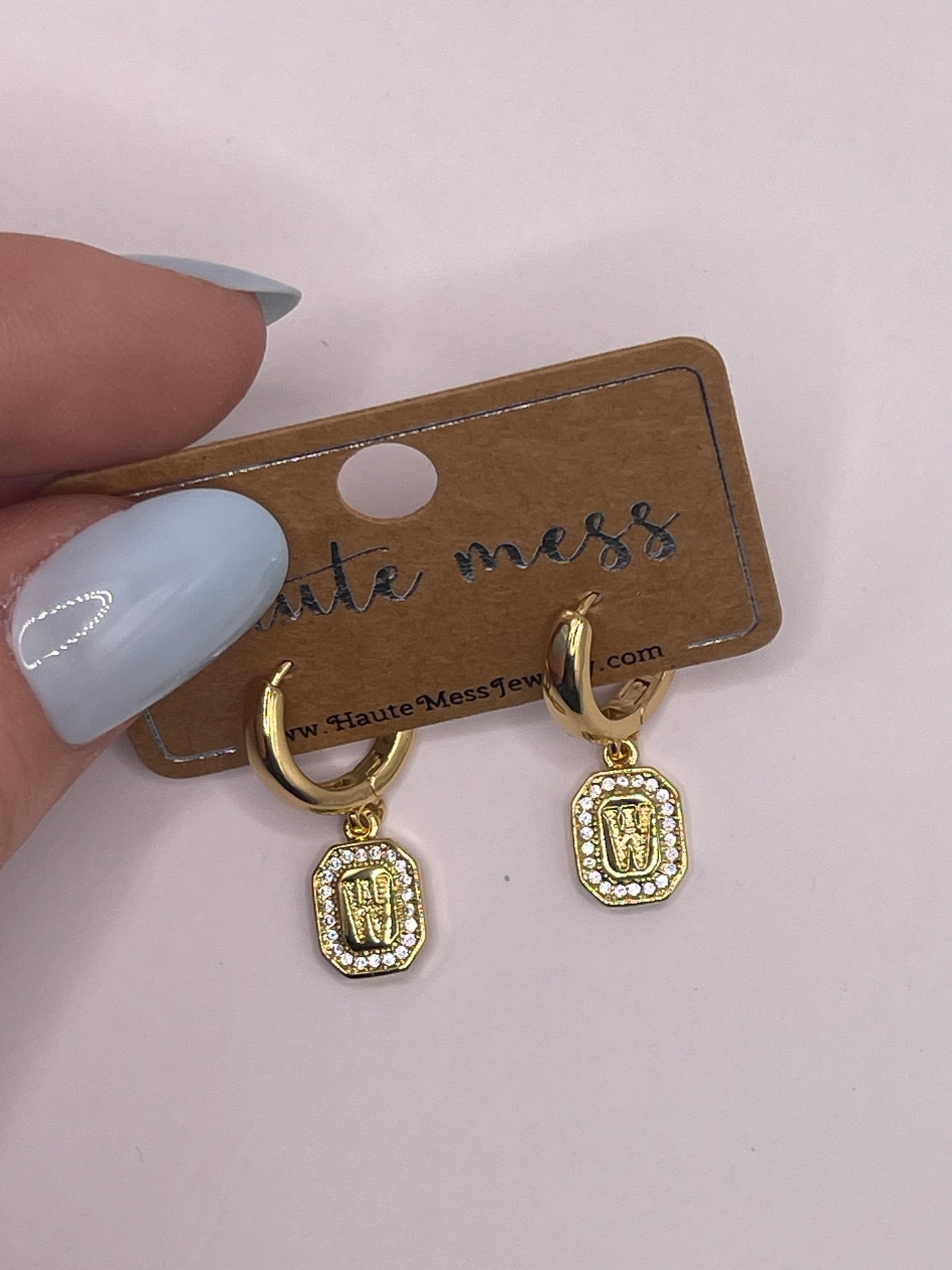 Gold Initial Pendant Earrings