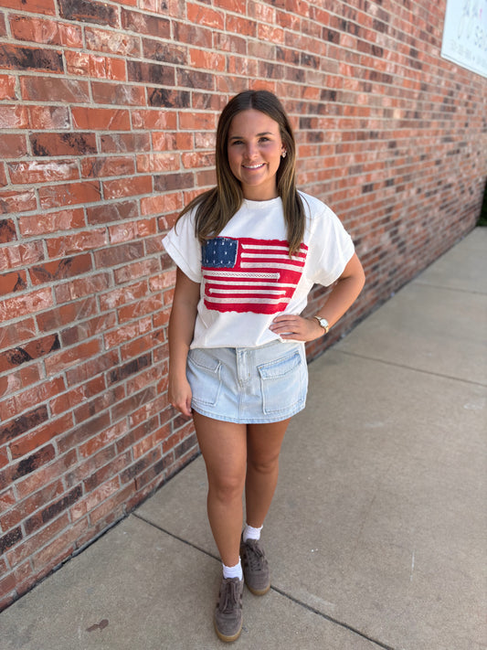 Usa Flag Terry Knit Top