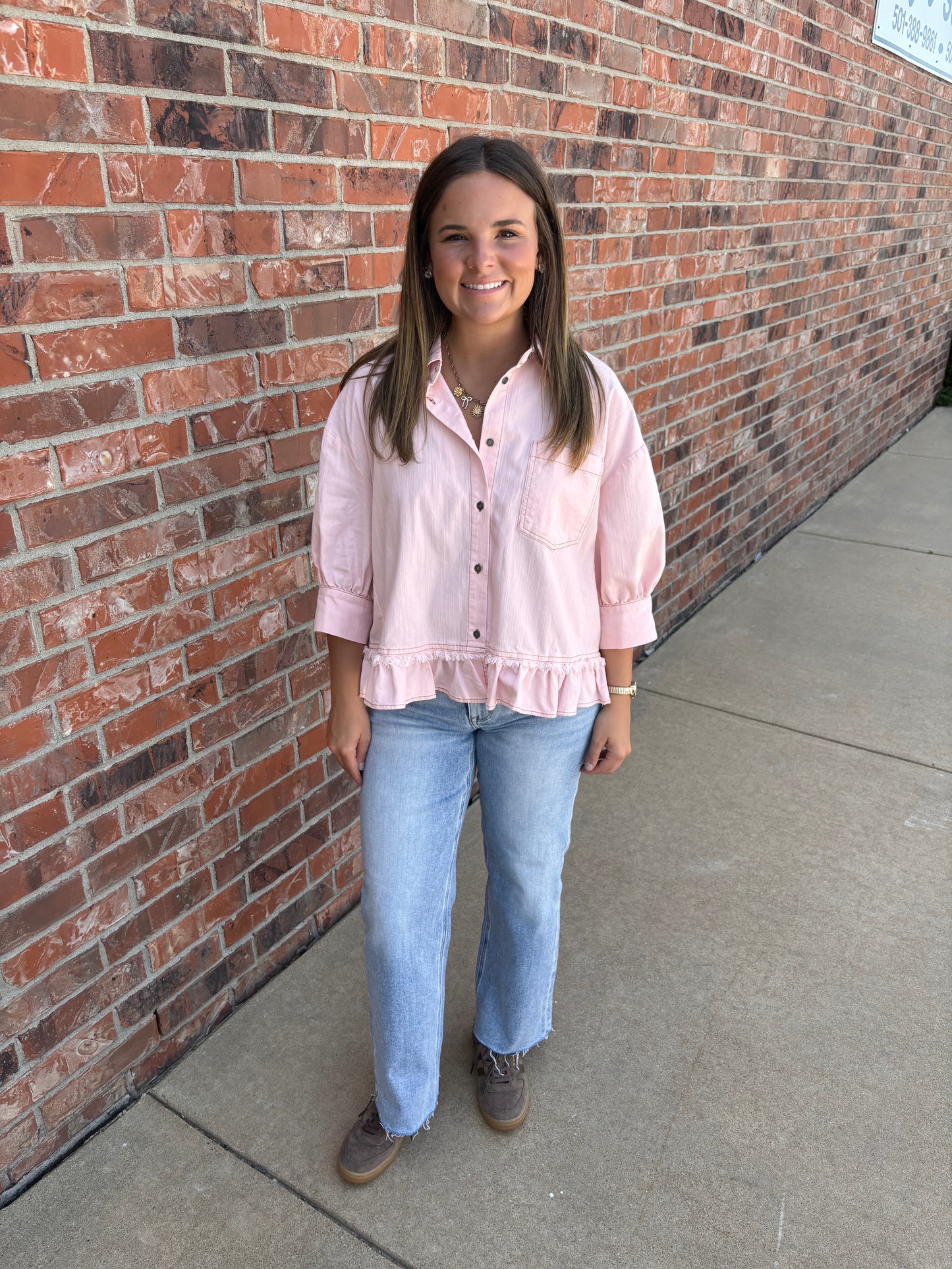 Blushing Denim Blouse