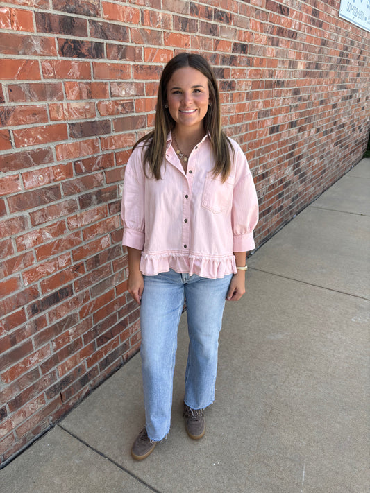 Blushing Denim Blouse