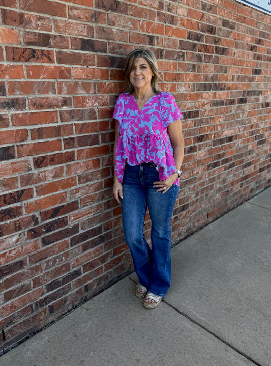 Baby Doll Split Neck Top