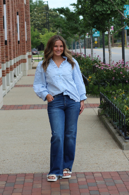 Southern Charm Floral Button Up Top