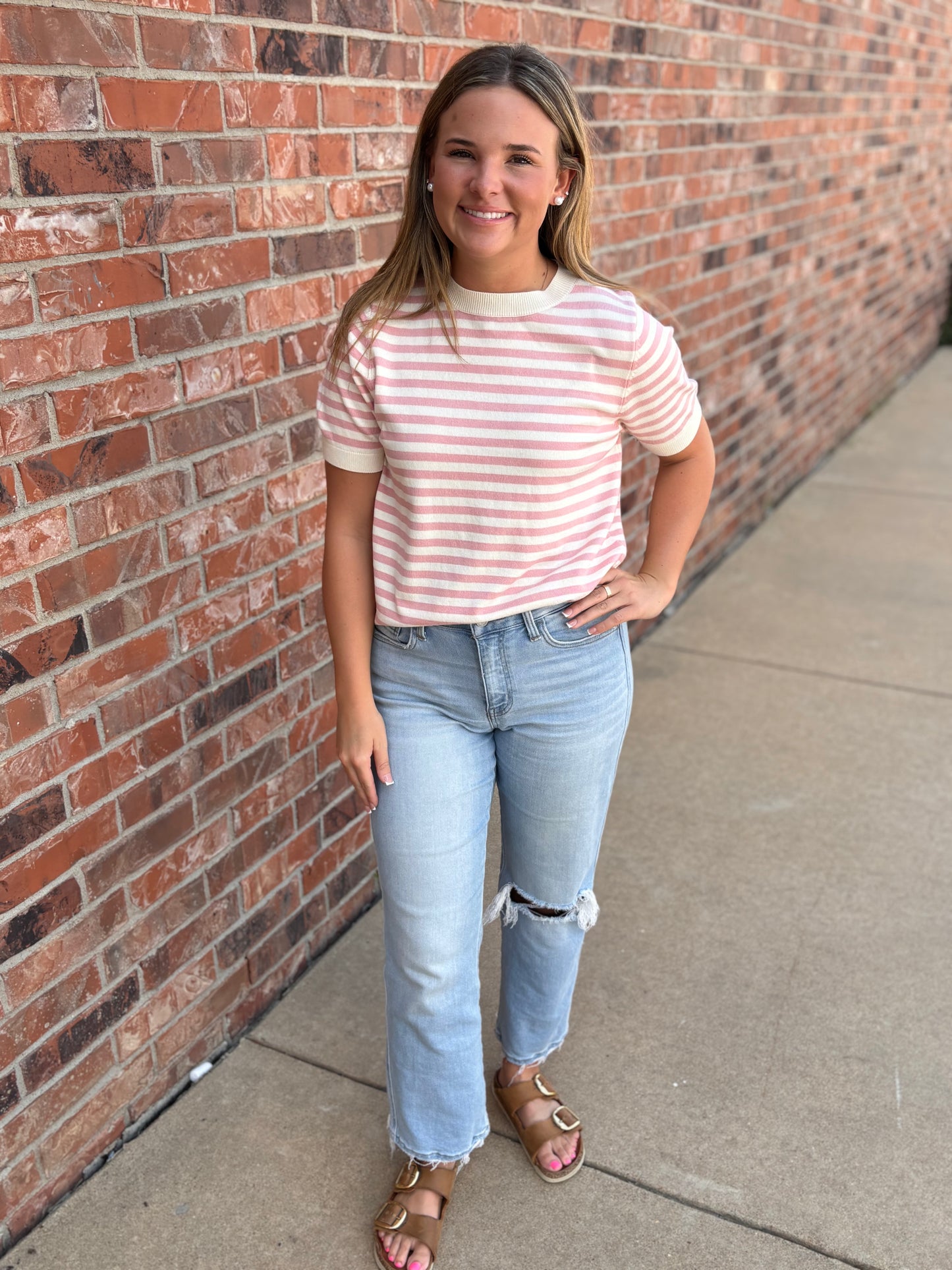 Soft Blush Stripe Sweater