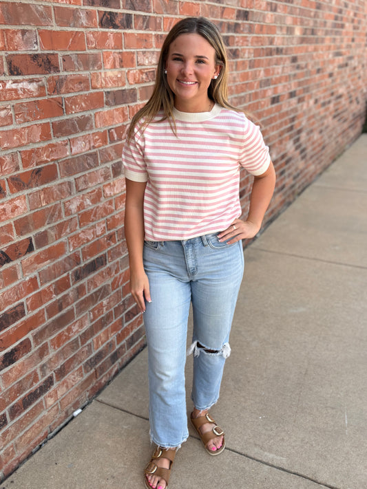 Soft Blush Stripe Sweater