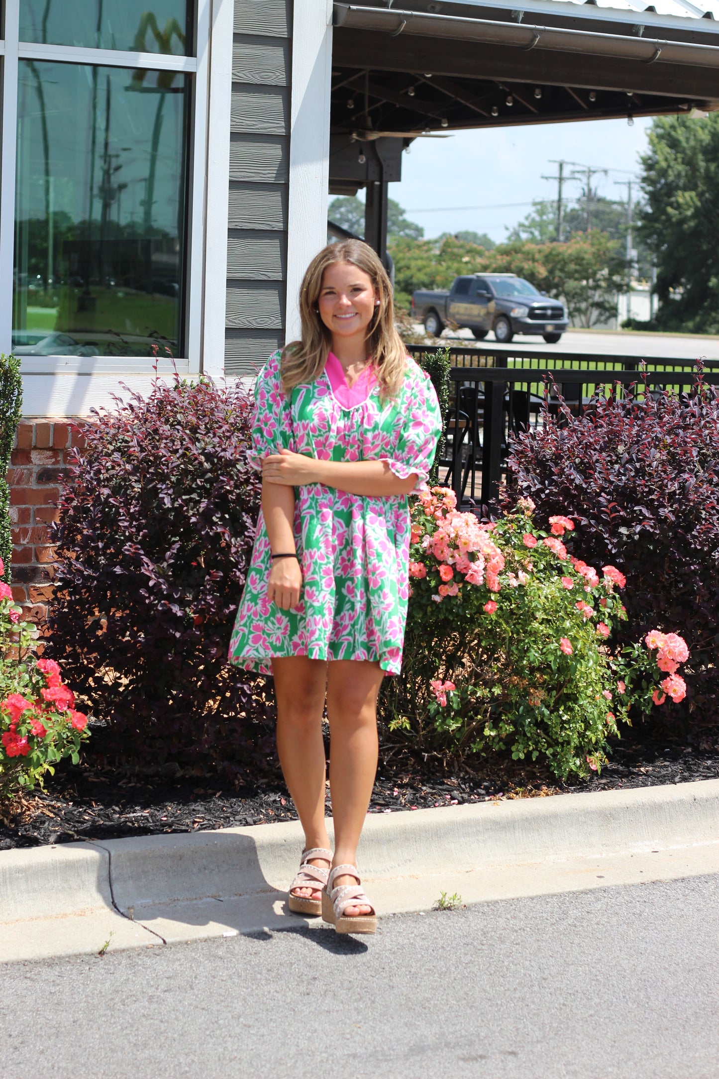 Palm Bloom Babydoll Dress
