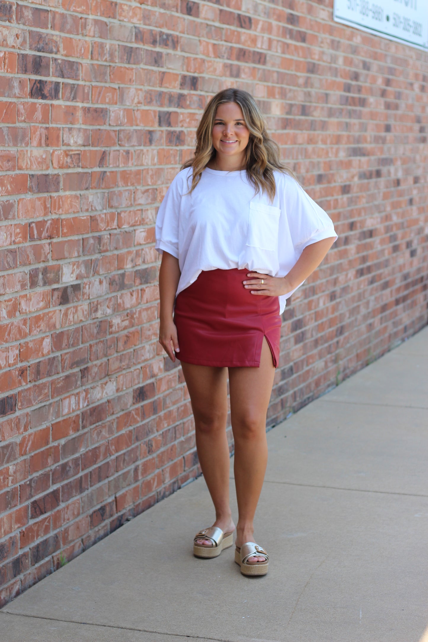 Sideline Stunner Faux Leather Skort