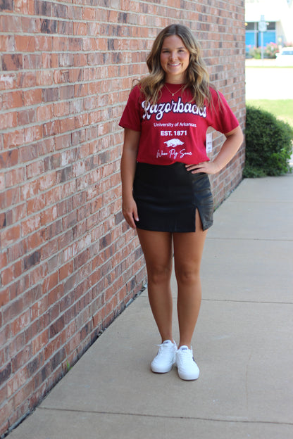 Sideline Stunner Faux Leather Skort