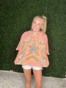 Star Patched Short Sleeve Top