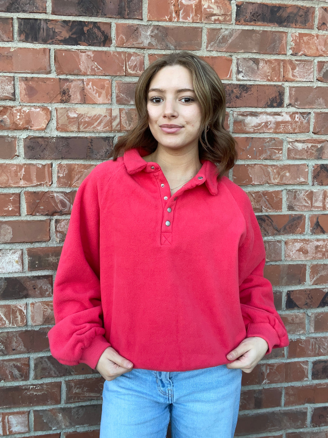 Cropped Cherry Red Pullover