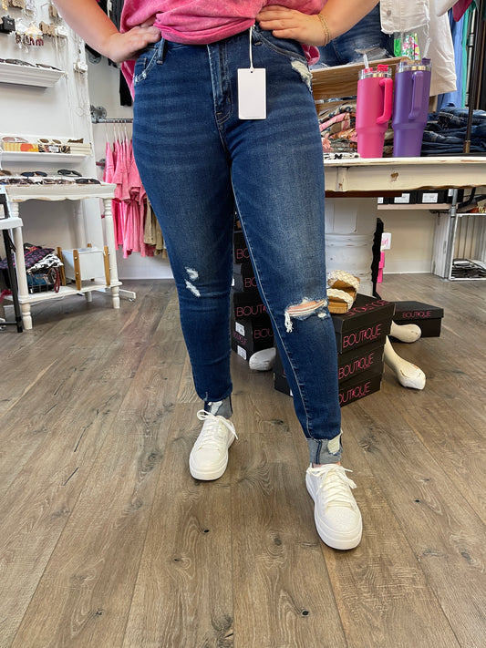 Zeke HR Distressed Crop Skinny