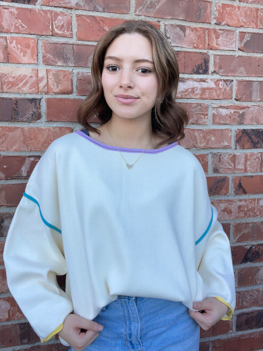 Contrast Colorful Sweater Top