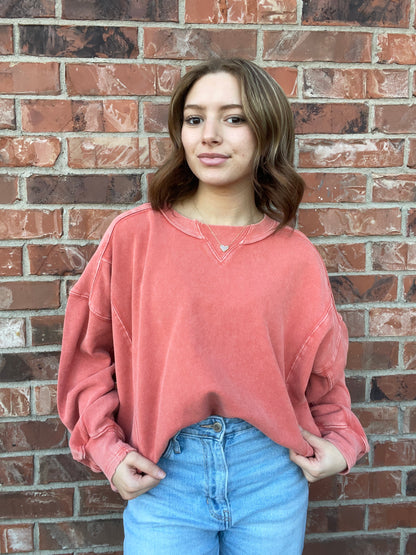 Long Sleeve Mineral Wash Sweatshirt