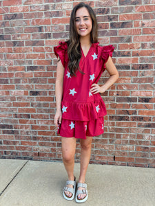 Poplin Ruffle Sleeve Dress