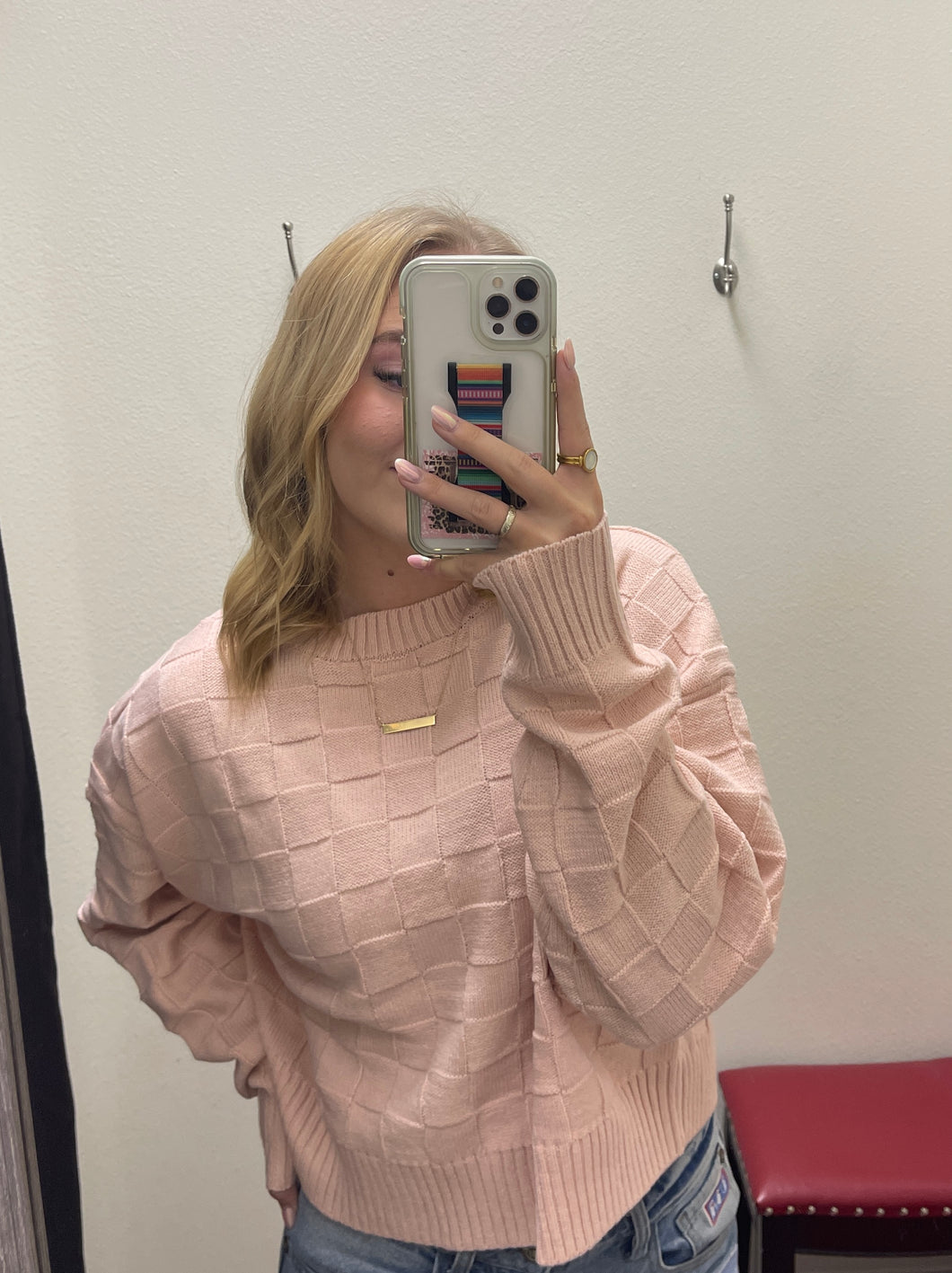 Basket Weave Cropped Sweater