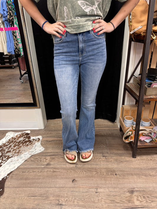 HR Flare Frayed Hem Jeans