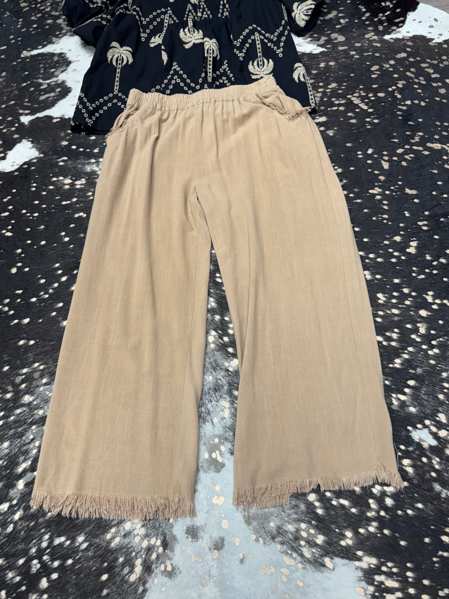 Katie Frayed Hem Wide Leg Pants