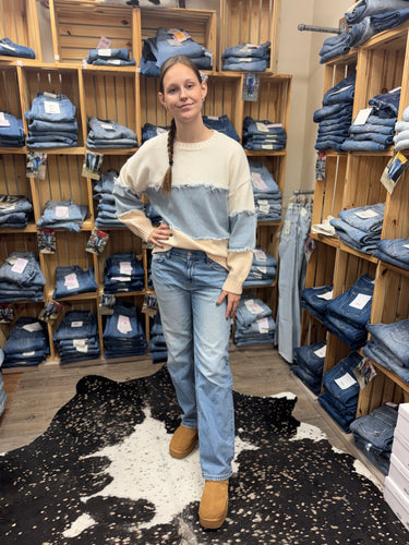 Denim Darling Color Block Sweater