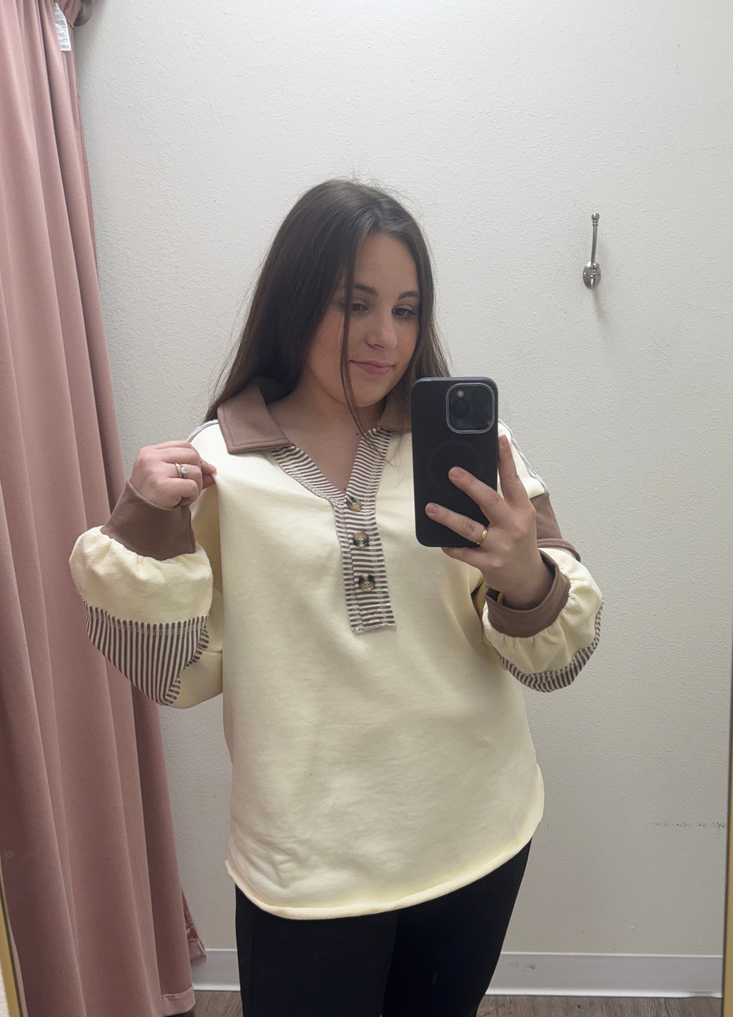 Mocha Striped Pullover Top