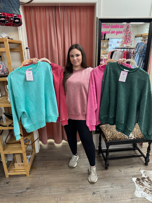 Acid Wash Oversized Fleece Pullover