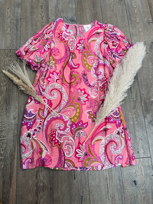 Paisley Print Babydoll Dress