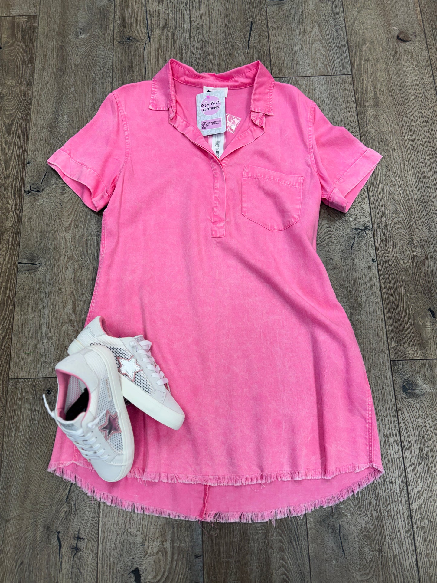Washed Denim Shirt Dress
