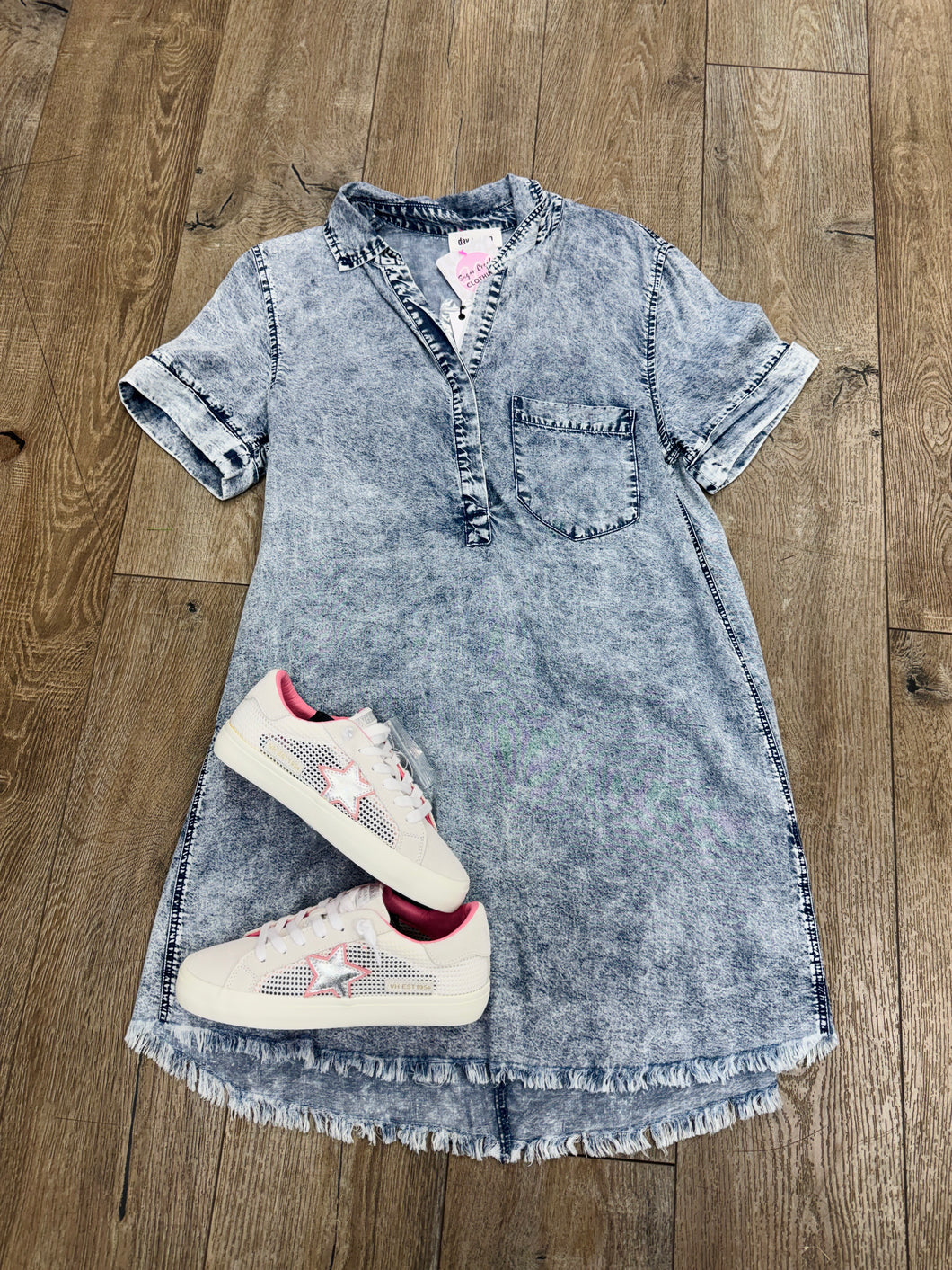 Washed Denim Shirt Dress