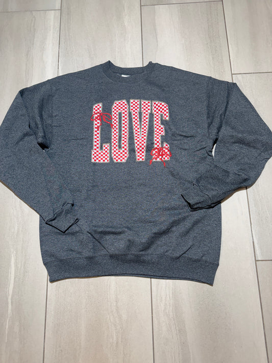 Love Checkered Print Sweatshirt