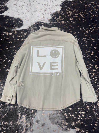 Mineral Washed Love Smile Jacket