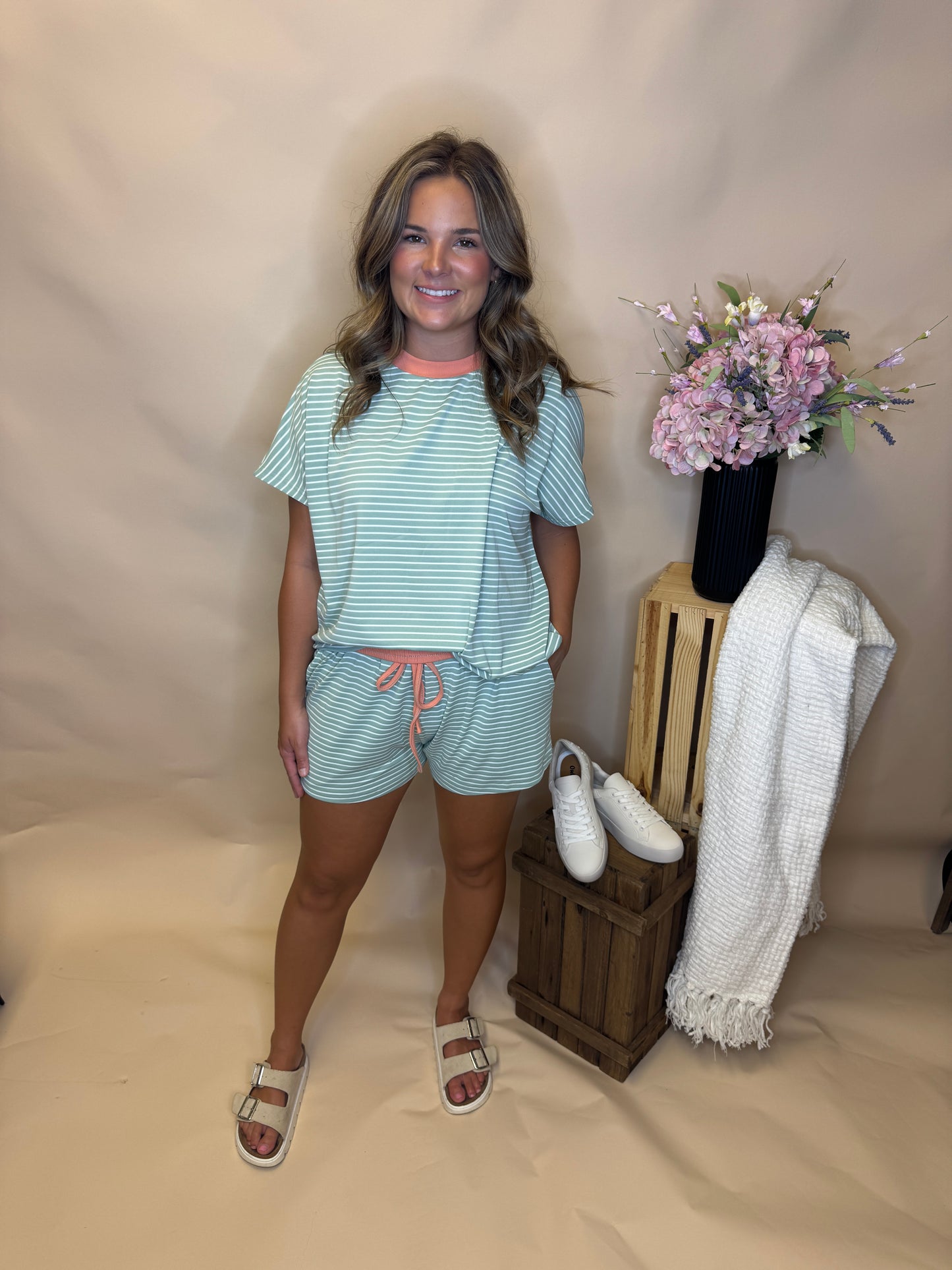 Sunset Stripe Shorts Set