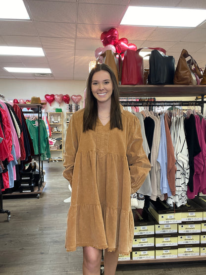 Fall Fringe Corduroy Dress