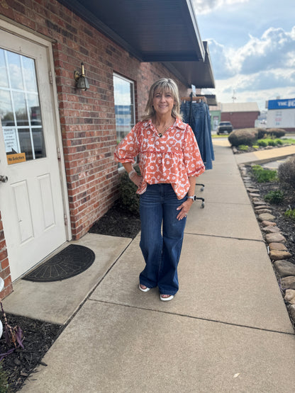 Bold Floral Popover Top