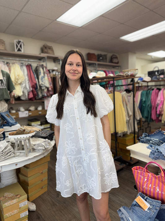 Whispering White Floral Dress