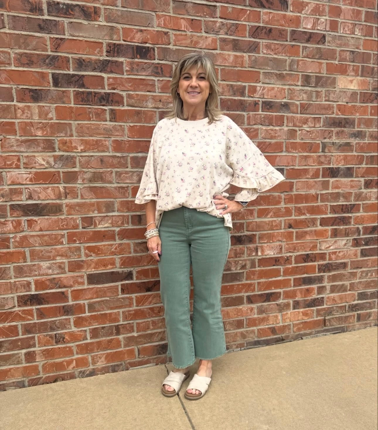 Subtle Ruffle Printed Top