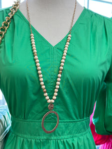 Statement 32in Wood bead necklace