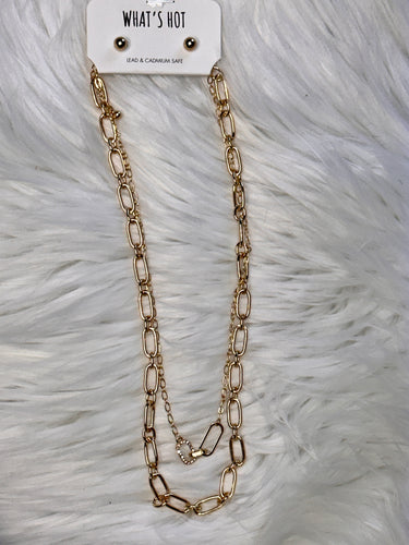 Interlocked Rhinestone Chain Necklace