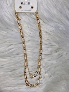 Interlocked Rhinestone Chain Necklace