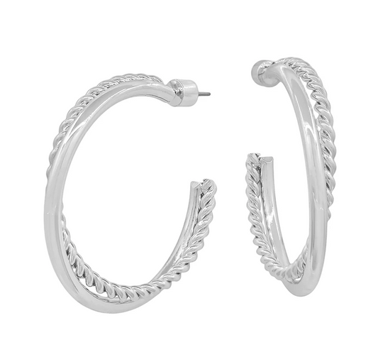 Silver Twist Hoops