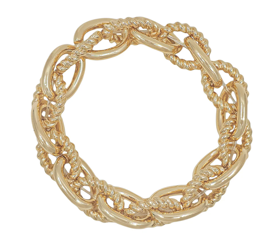 Interlocked Gold Chain Stretch Bracelet