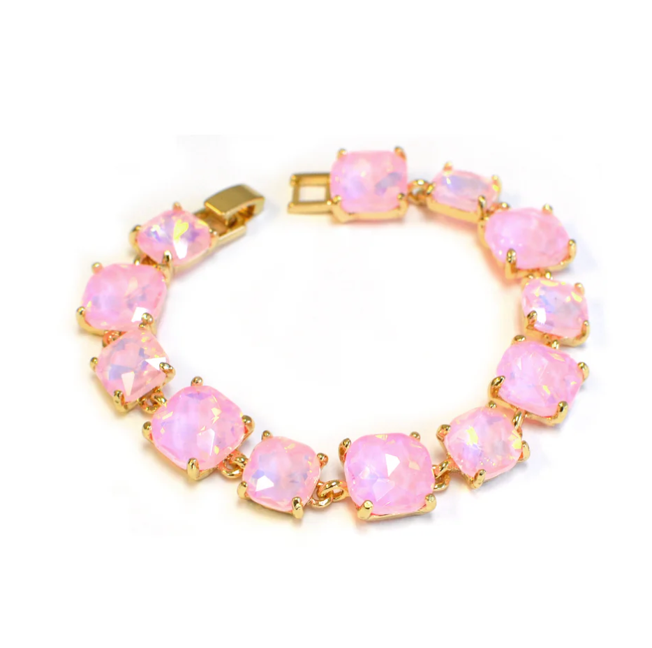 Pastel Pink Glass Crystal 7.5" Bracelet