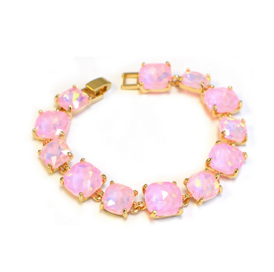 Pastel Pink Glass Crystal 7.5" Bracelet