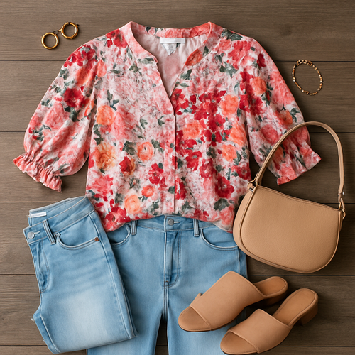 Floral Elegance Button Down Blouse