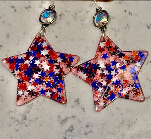 Patriotic Star Burst Earrings