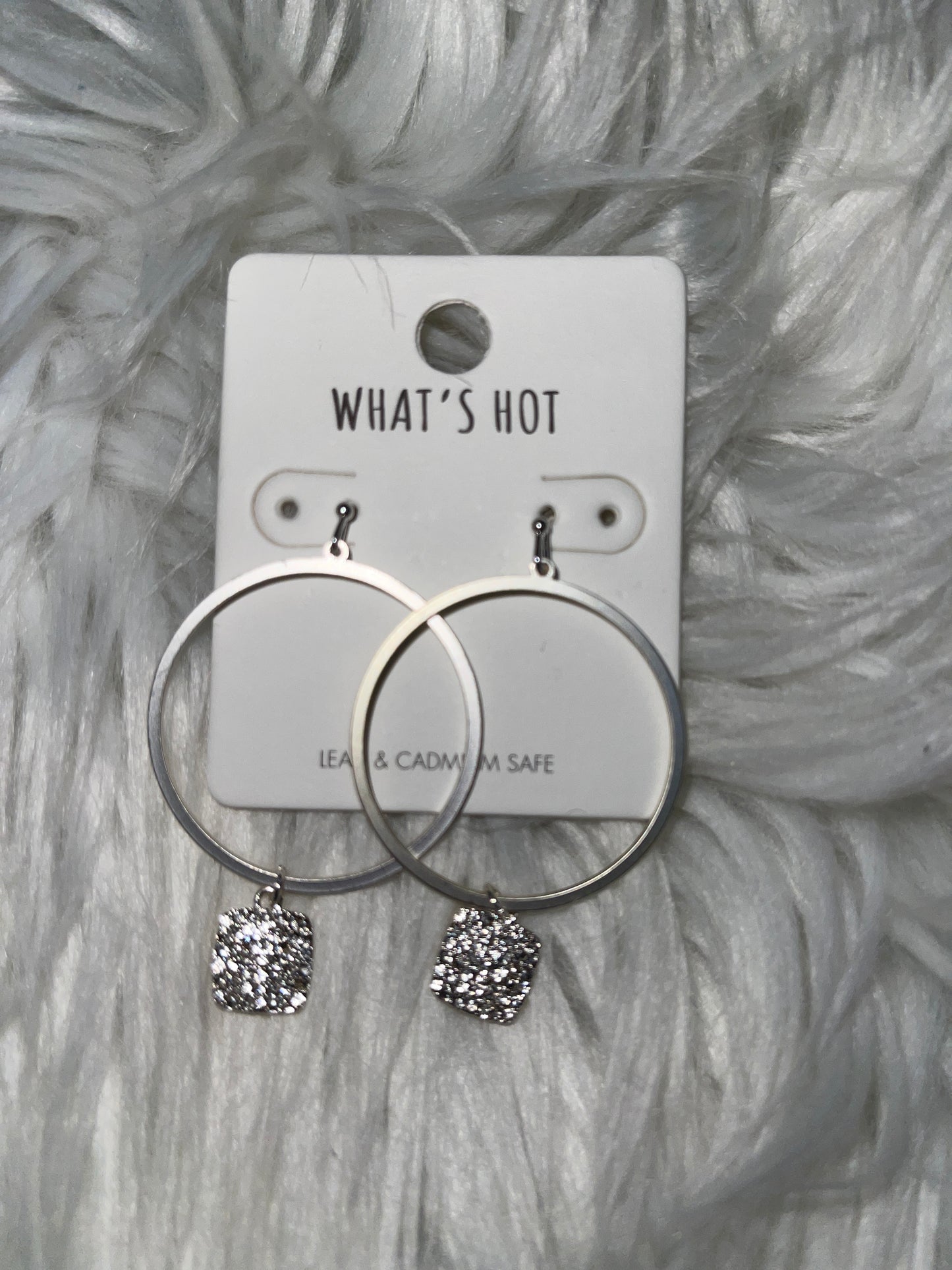 Rhinestone Open Hoop Earrings